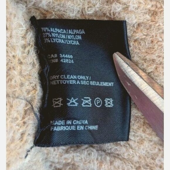 Revolve VEDA Tan Alpaca Wool Fishnet Crochet Crew Sweater Sustainable Size SP - Picture 5 of 7